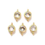 Brass Pave Clear Cubic Zirconia Flat Round Connector Charms