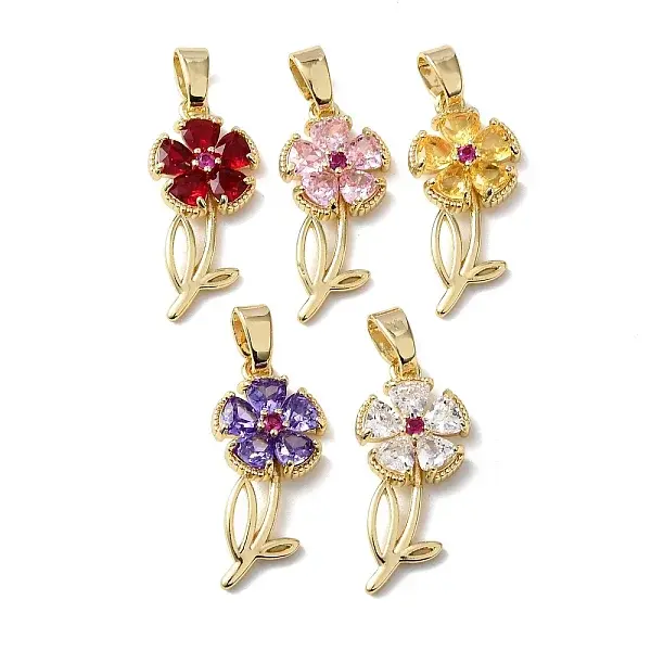Brass Micro Pave Cubic Zirconia Pendants