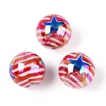 Independence Day Theme Printed Opaque Acrylic Beads
