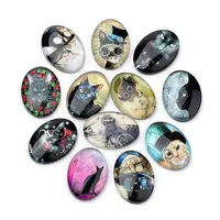 Flat Back Glass Kitten Cabochons