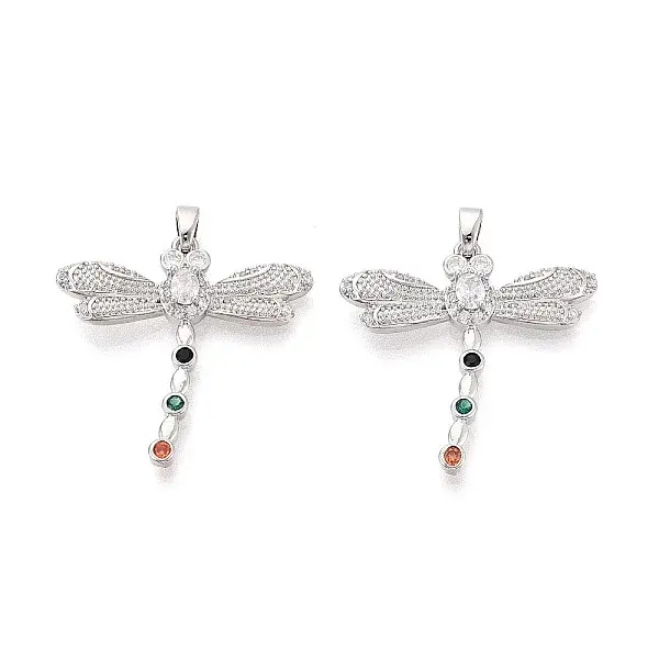 Brass Micro Pave Colorful Cubic Zirconia Pendants