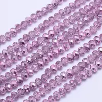 Faceted Rondelle Transparent Painted Glass Beads Strands