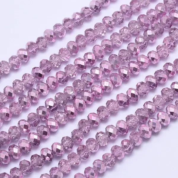 Faceted Rondelle Transparent Painted Glass Beads Strands