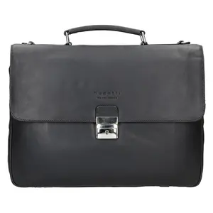 Luxusná pánska kožená aktovka Bugatti Fenix - čierna