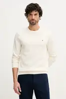 Bavlněný svetr Tommy Hilfiger pánský, béžová barva, MW0MW41643