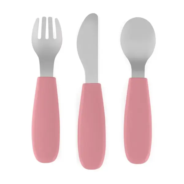 Petite&Mars Take&Match Stainless Steel Cutlery Set příbor pro děti Dusty Rose 12m+ 3 ks