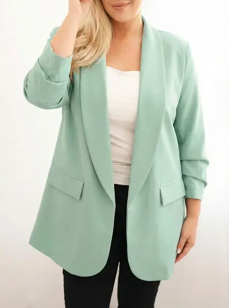 Kesi Włoski Dámská plus size elegantní sako mátová