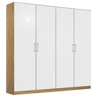 Rauch Möbel ŠATNÍ SKŘÍŇ S OTOČNÝMI DVEŘMI, dub artisan, vysoce lesklá bílá, 181/197/54 cm