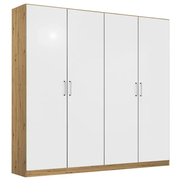 Rauch Möbel ŠATNÍ SKŘÍŇ S OTOČNÝMI DVEŘMI, dub artisan, vysoce lesklá bílá, 181/197/54 cm