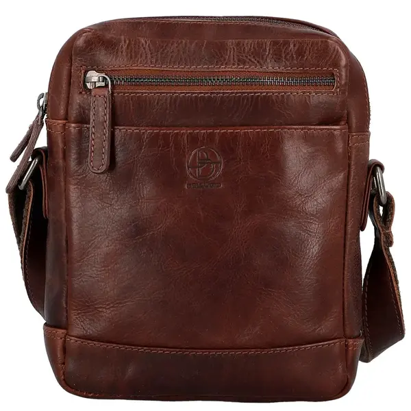 Trendy pánská kožená crossbody taška Bellugio Namix, tmavě hnědá