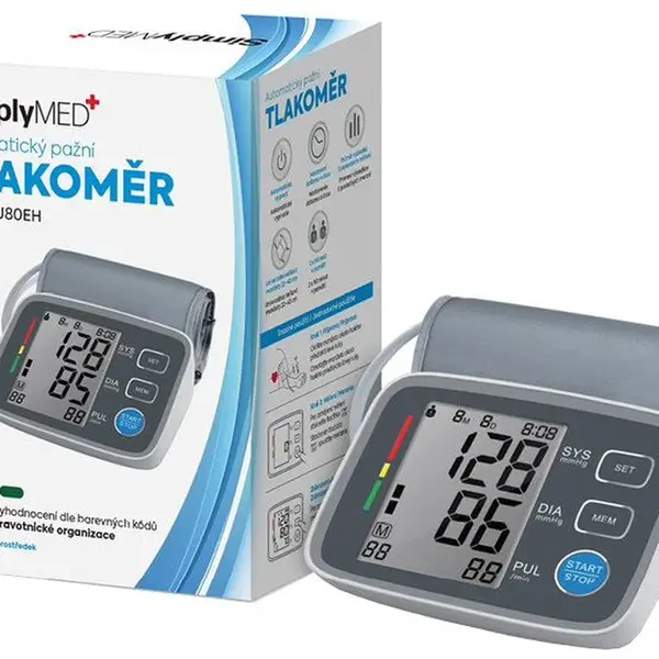 SIMPLYMED Pažní digitální tlakoměr s adapterem U80EH