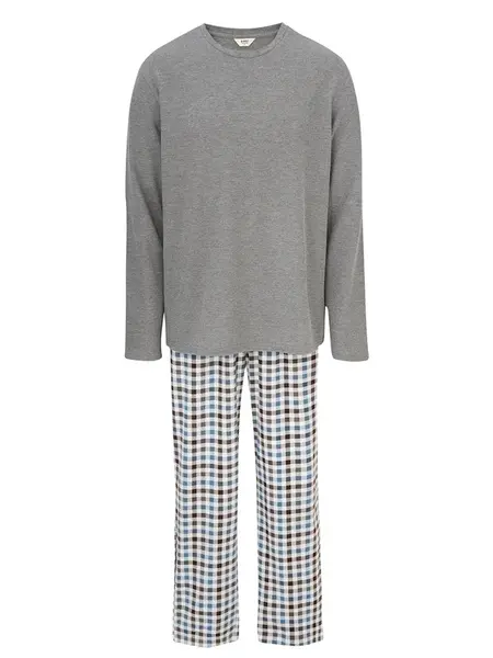 Dagi Dlhé pyžamo  modrá / sivá melírovaná / biela