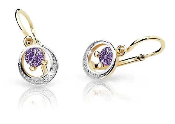 Cutie Jewellery Zlaté detské náušnice C1997-10-X-1 fialová