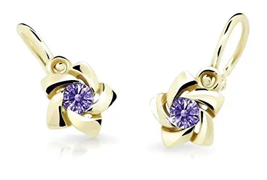 Cutie Jewellery Zlaté detské náušnice C2201-10-X-1 fialová