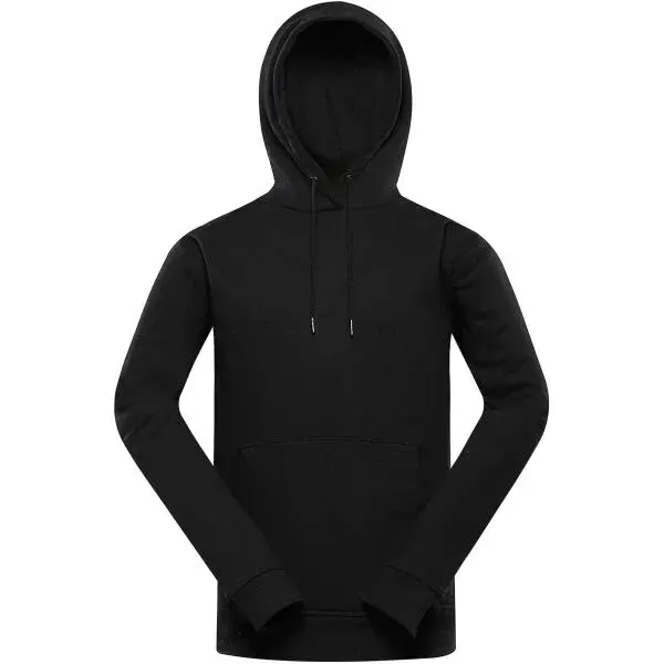 NAX AZER Pánska bavlnená mikina s kapucňou, čierna, veľkosť