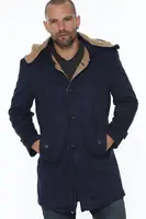 PLT8399 ROSNÝ SEMIŠOVÝ VZHĽAD PÁNSKY KABÁT OBYČAJNÝ NÁMORNÍCKA MODRÁ