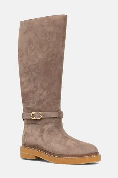 Semišové boty Coccinelle dámské, béžová barva, na plochém podpatku, E4 T7B 15 01 01 N59