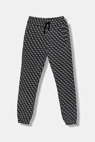 Detské bavlnené tepláky Guess tmavomodrá farba, vzorované, L5YQ15 KA6R4
