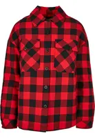 Women's flannel padded overshirt black/red