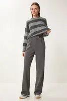 Šťastie İstanbul Dámsky Antracit Pás Suchý zips Pohodlné tkané nohavice
