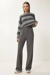Šťastie İstanbul Dámsky Antracit Pás Suchý zips Pohodlné tkané nohavice