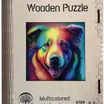 Dřevěné puzzle Barevný labrador A3