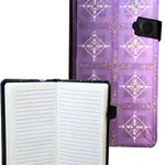 Zápisník s magnetickým klipem 85x160 mm fialový se zlatobílým ornamentem B