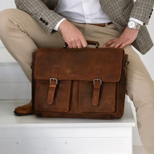 Pánska kožená aktovka Greenwood Conor - tmavo hnedá