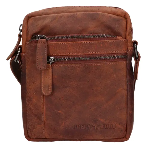 Pánska kožená taška cez rameno Greenwood Paulo - hnedá