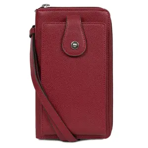 Dámska kabelka na mobil a doklady Hexagona Valeri - tmavo červená
