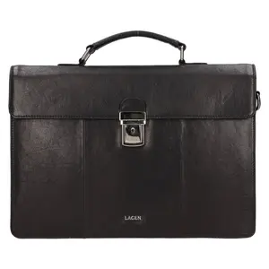Pánska kožená aktovka Lagen Helcel - čierna