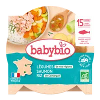 BABYBIO Menu zelenina s lososom a ryžou (260 g)