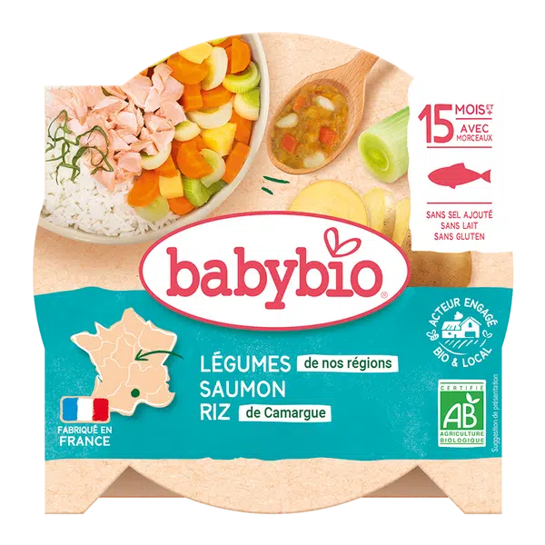 BABYBIO Menu zelenina s lososom a ryžou (260 g)