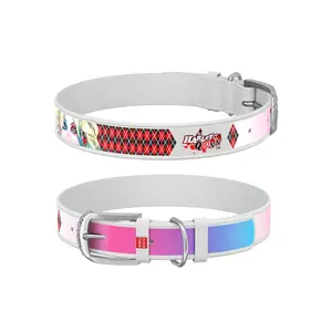Kožený obojok Harley Quinn DC COMICS biely, Obvod krku: 18-24 cm, širka: 9 mm