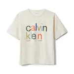 Dětské bavlněné tričko Calvin Klein Jeans béžová barva, s potiskem, IB0IB02578