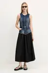 Šaty Desigual POPLIN tmavomodrá barva, midi, 25WWVD03