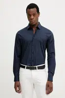 Košile Trussardi pánská, tmavomodrá barva, slim, s klasickým límcem, 5004N000006N
