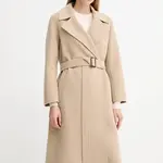 Vlněný kabát Weekend Max Mara MANU béžová barva, 2525016021600