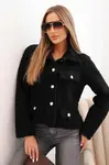 Kesi Włoski Dámská bunda s vlnou a nadýchanou strukturou a ozdobnými knoflíky černá