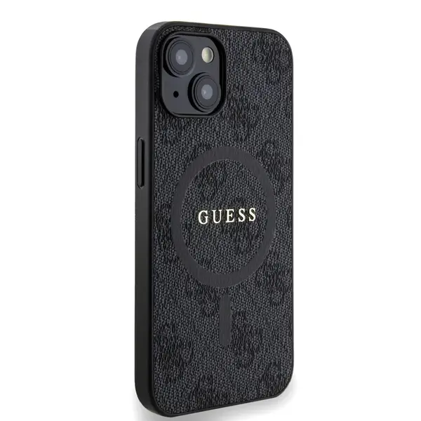 Zadní kryt Guess PU Leather 4G Colored Ring MagSafe pro Apple iPhone 14, černá
