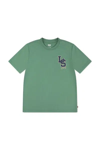Dětské tričko Levi's STREAMLINE MONOGRAM TEE zelená barva, s aplikací, 9EP035