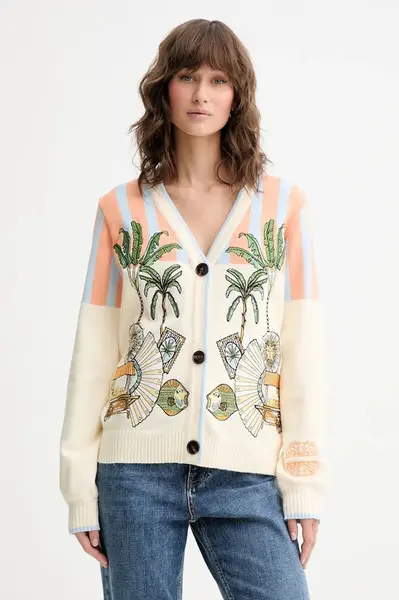 Kardigan Never Fully Dressed Isla dámský, béžová barva, NFDKN667