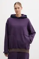 Oboustranná mikina EA7 Emporio Armani dámská, fialová barva, s kapucí, hladká, AF10377-7X000156