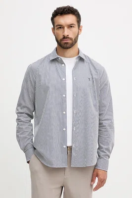 Bavlněná košile Trussardi pánská, tmavomodrá barva, relaxed, s klasickým límcem, 5007N000009N