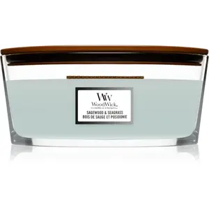 Woodwick Sagewood & Seagrass vonná svíčka s dřevěným knotem (hearthwick) 453,6 g