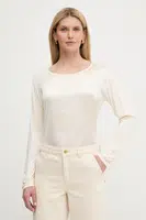 Halenka s příměsí hedvábí BOSS Green dámská, béžová barva, hladká, 50541888