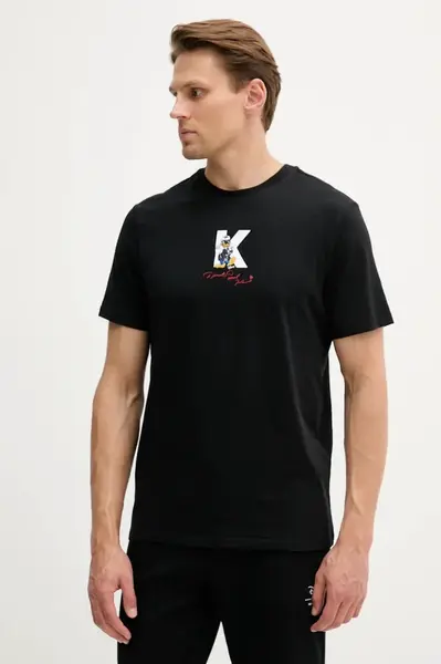 Bavlněné tričko Karl Lagerfeld DISNEY pánské, černá barva, s potiskem, 553270.755099