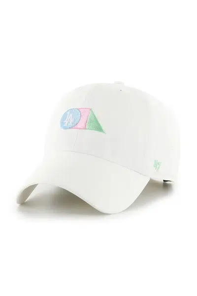 Bavlněná baseballová čepice 47 brand MLB LA Dodgers bílá barva, s aplikací, B-PRPCU12GWS-WH