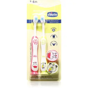 Chicco Toothbrush Set 3-6 y+ zubní kartáček pro děti s přísavkou Hippo-Panda