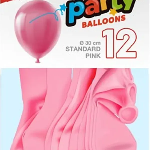 Balónek nafukovací 12ks sáček standard 30cm růžový